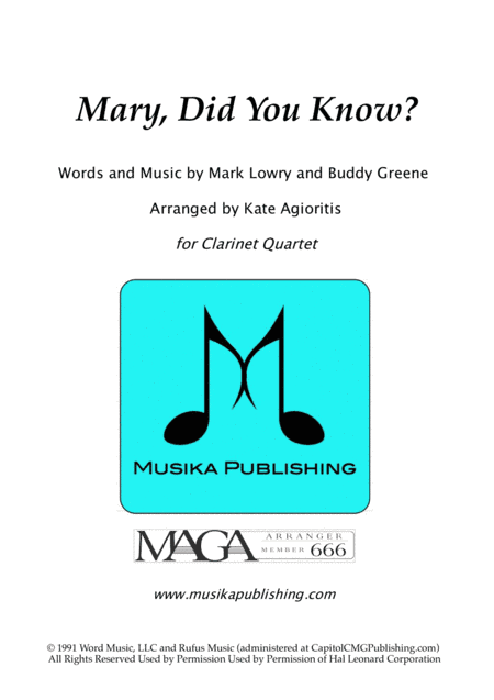 Mary, Did You Know? (arr. Kate Agioritis)