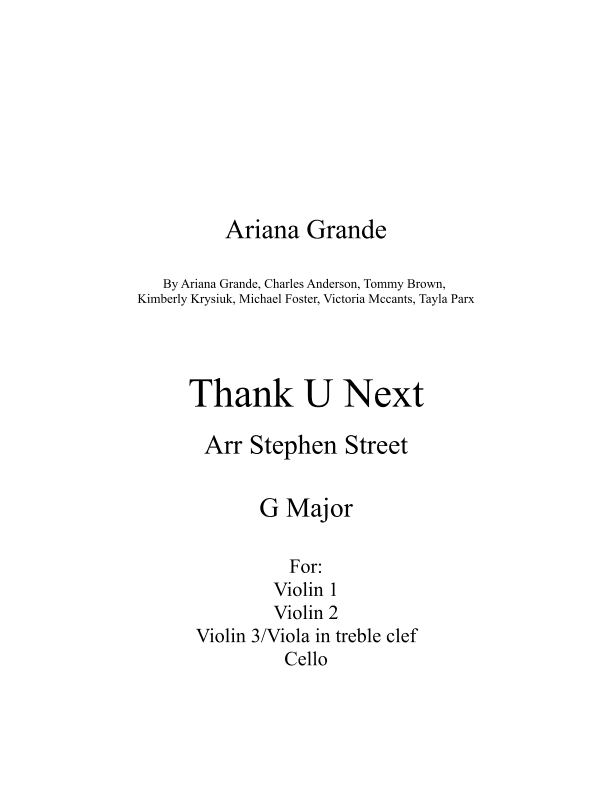 Thank U, Next (arr. Stephen Street)
