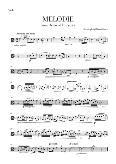 Gluck - Melodie (for Viola) (arr. Cadenza Editions)