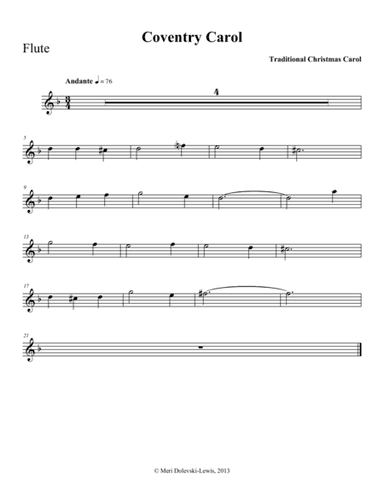 Coventry Carol: flute/piano (arr. Meri Dolevski)