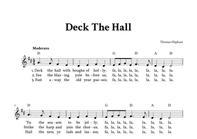 Deck The Hall - Lead Sheet (D Major - Easy Traditional) (arr. Yuri Noronha)