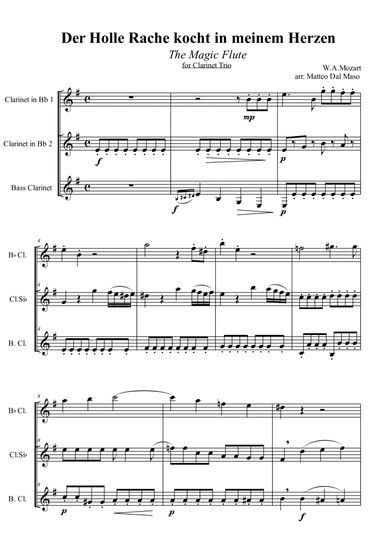 Der Hölle Rache kocht in meinem Herzen - CLARINET TRIO (arr. Matteo Dal Maso)