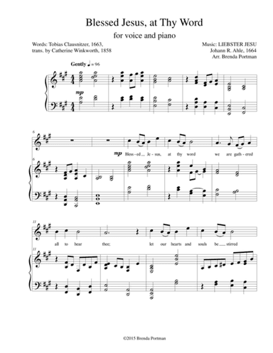 Blessed Jesus, at Thy Word (LIEBSTER JESU), High Voice, arr. Brenda Portman (arr. Brenda Portman)