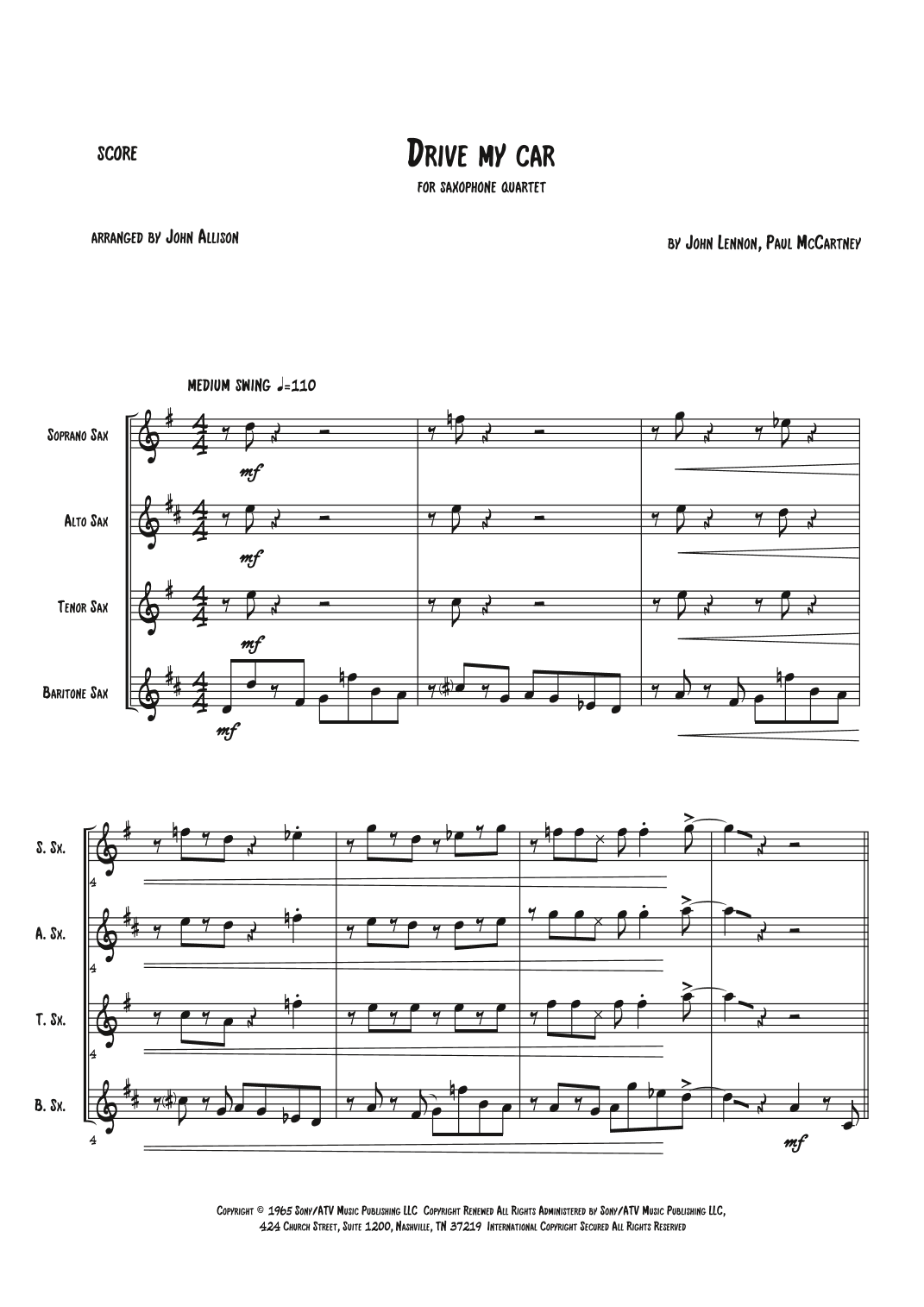 Drive My Car (arr. John Allison)