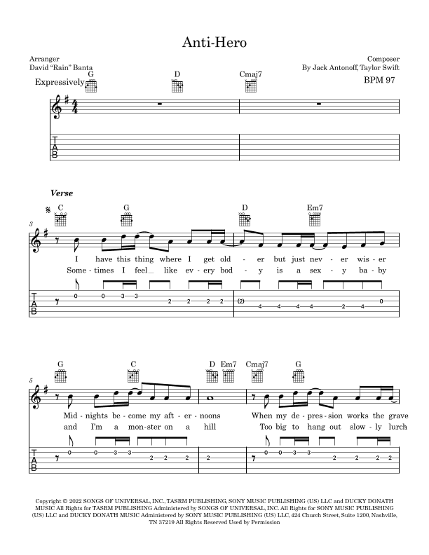 Anti-hero (arr. David "Rain" Banta)