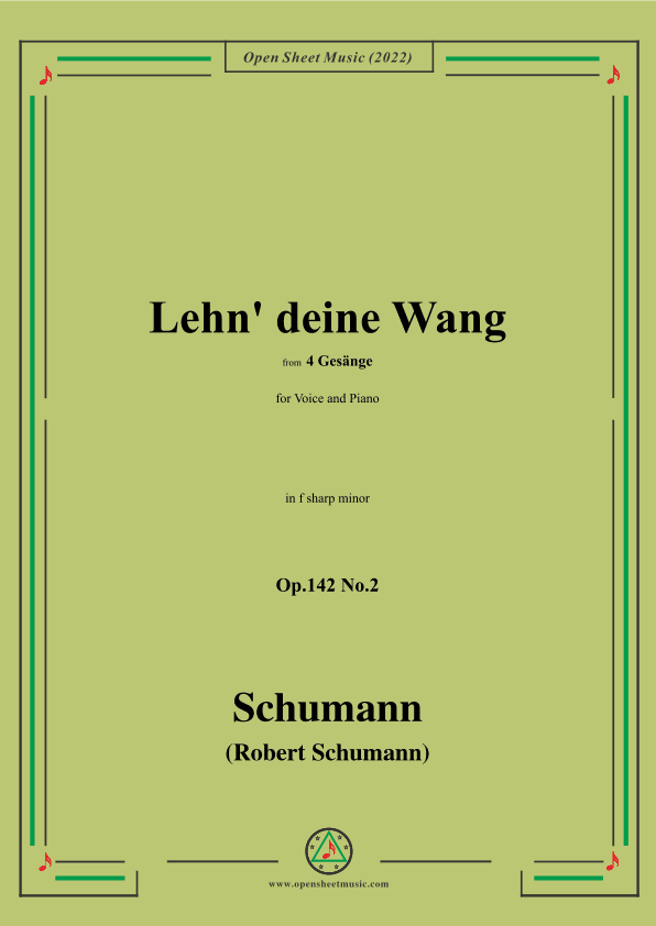 Schumann-Lehn deine Wang,Op.142 No.2,in f sharp minor (arr. OSM Press)