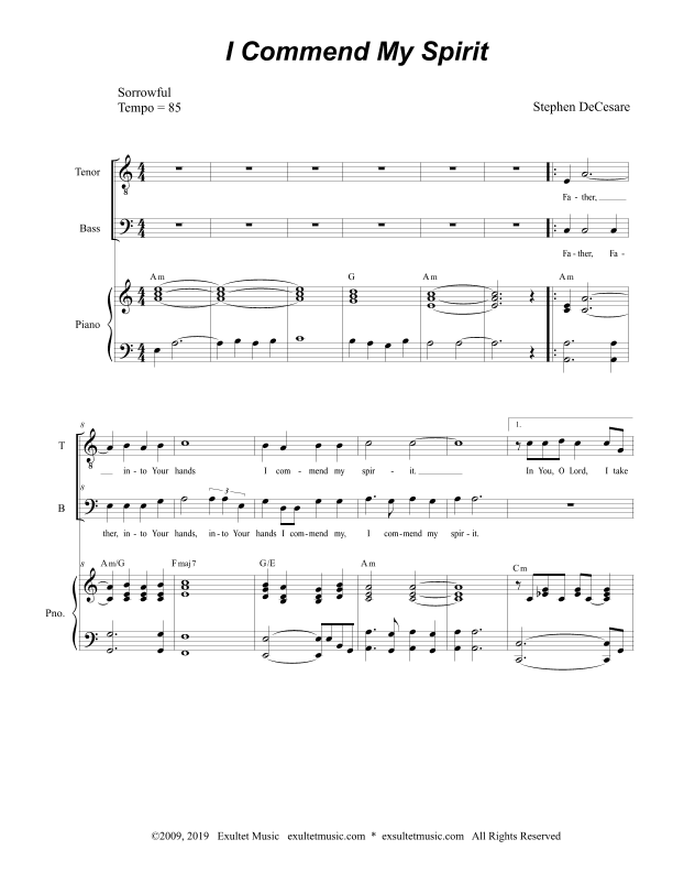 I Commend My Spirit (Duet for Tenor and Bass Solo)