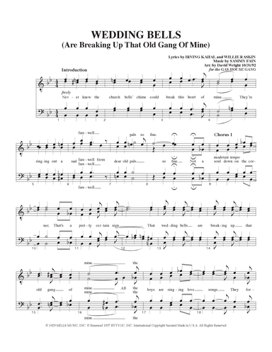 Wedding Bells (are Breaking Up That Old Gang Of Mine) - Score Only (arr. David Wright)