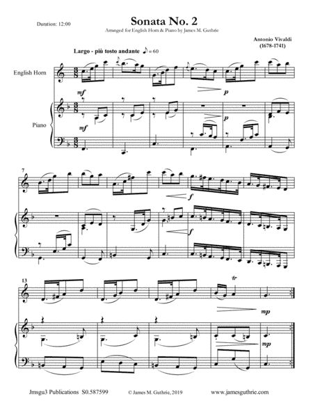 Vivaldi: Sonata No. 2 for English Horn & Piano (arr. James M. Guthrie)