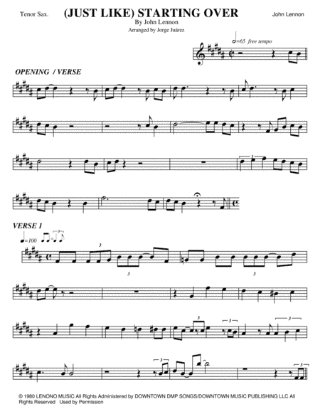 (just Like) Starting Over (arr. Jorge Juárez)