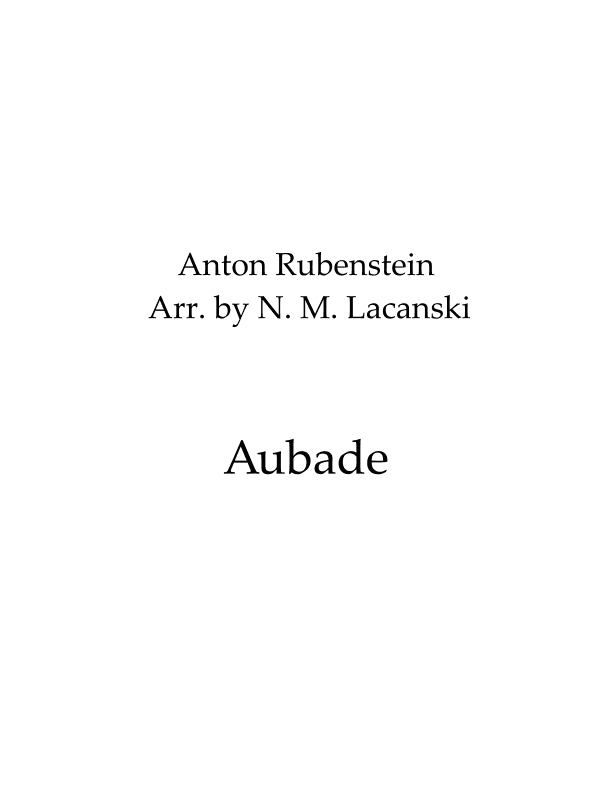 Aubade (arr. Nick M Lacanski)