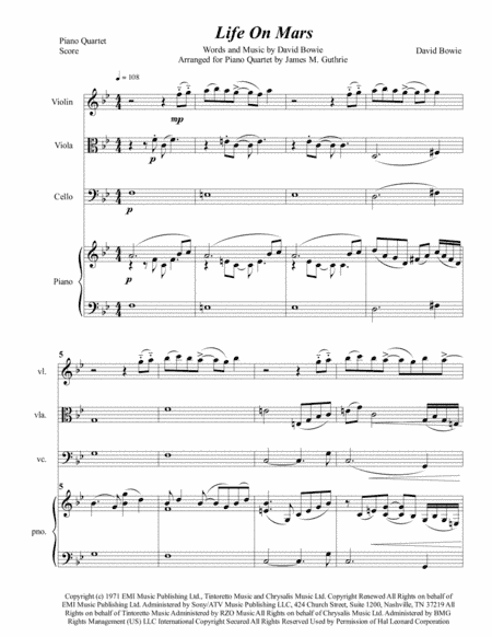 Life On Mars (arr. James M. Guthrie, ASCAP)