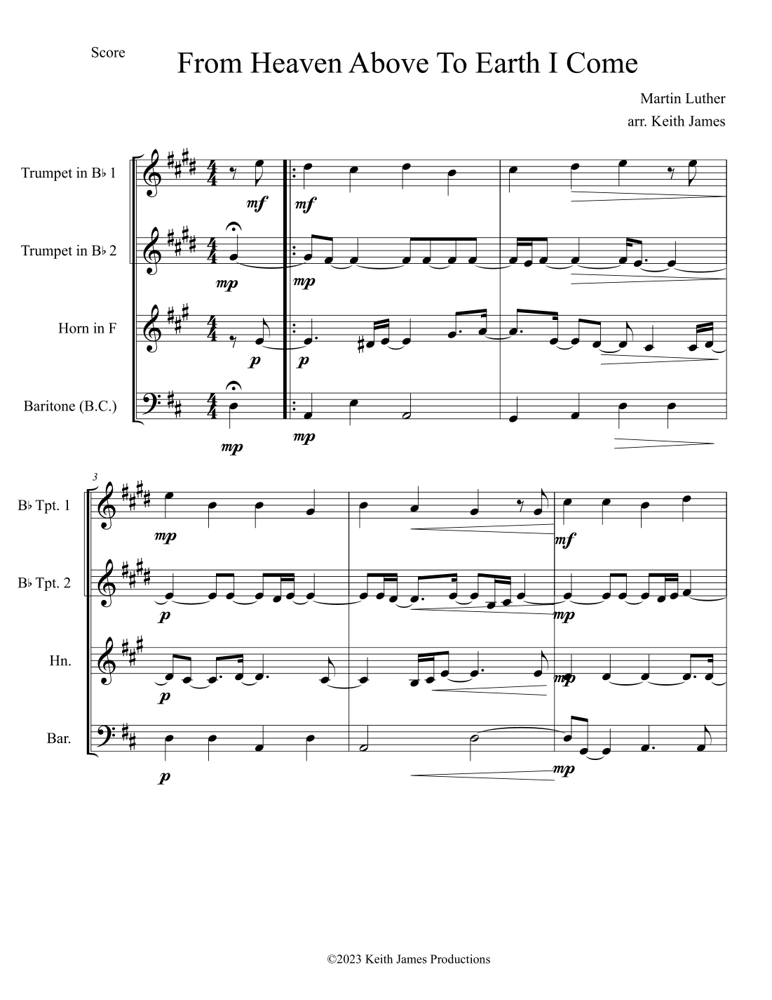 From Heaven Above To Earth I Come (arr. Keith James)