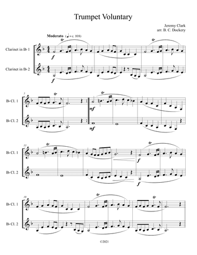 Trumpet Voluntary (Clarinet Duet) (arr. B. C. Dockery)