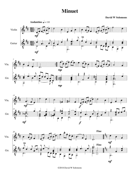 Minuet for violin and guitar