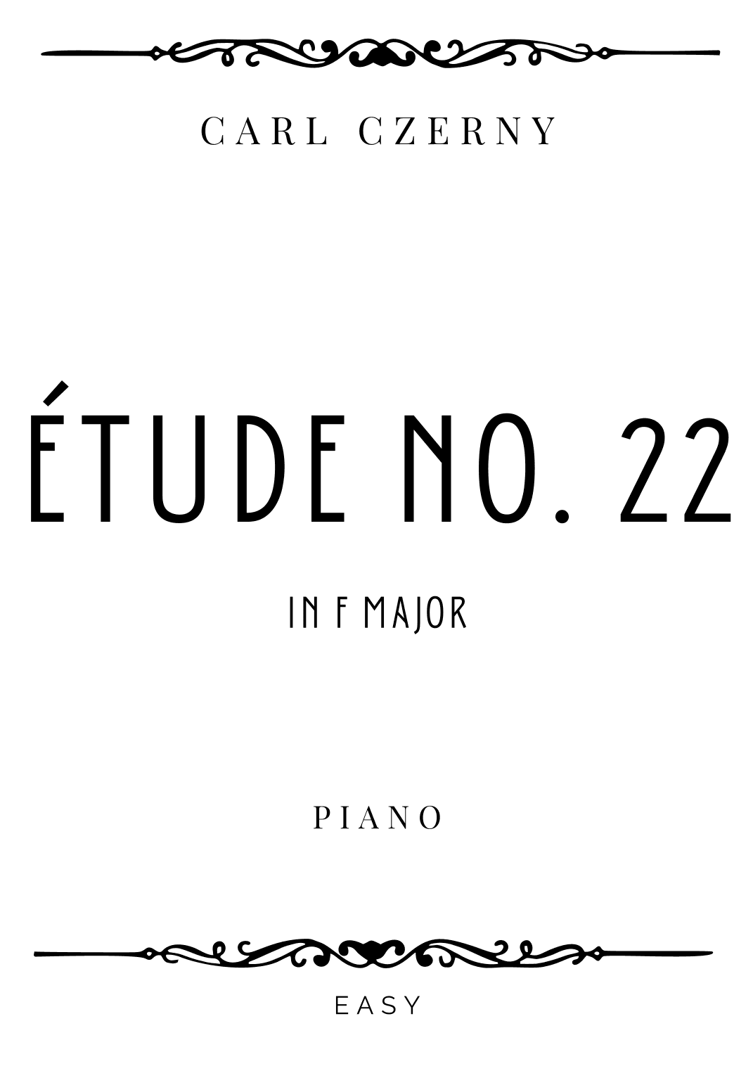 Czerny - Étude No. 22 in F Major - Easy (arr. Piacere Music Sheets)