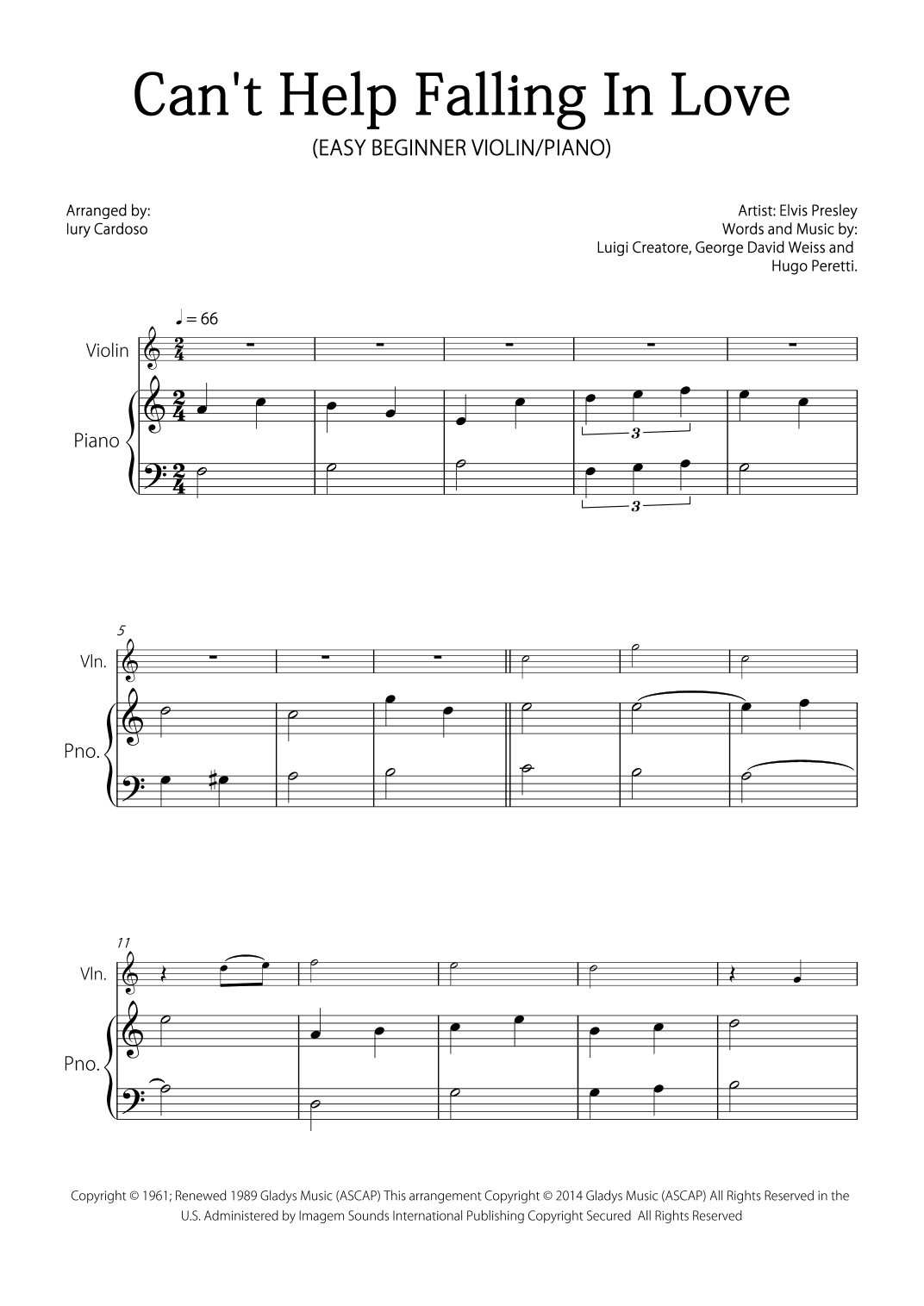 Can't Help Falling In Love (arr. Iury Cardoso)