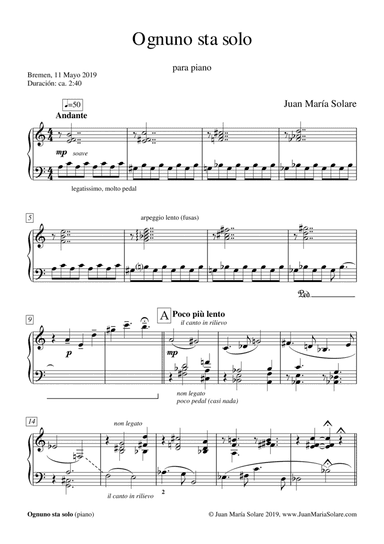 Ognuno sta solo [piano solo]