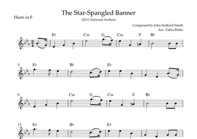 The Star Spangled Banner (USA National Anthem) for Horn in F Solo with Chords (Ab Major) (arr. Fabio Britto)