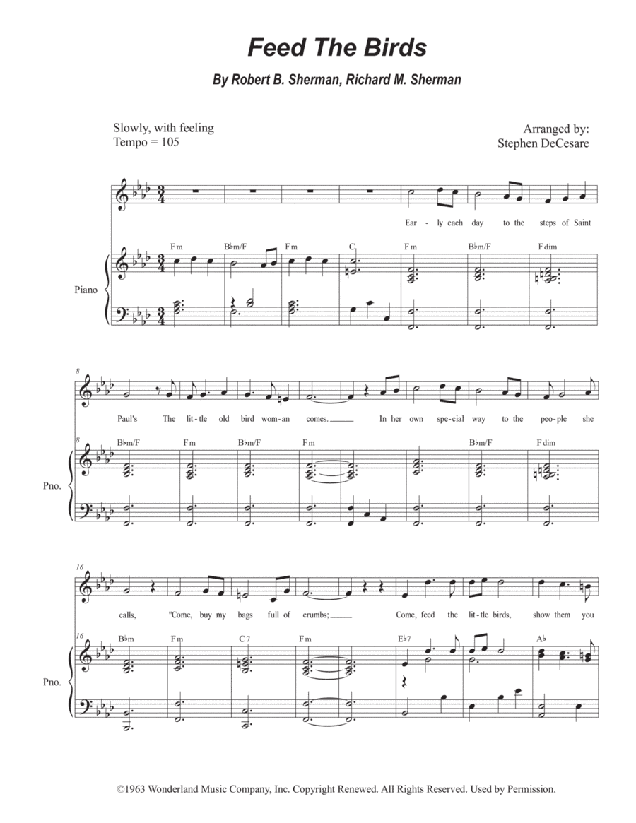 Feed The Birds (tuppence A Bag) (arr. Stephen DeCesare)