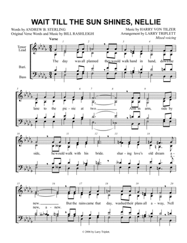 Wait Till the Sun Shines Nellie (arr. Larry Triplett)