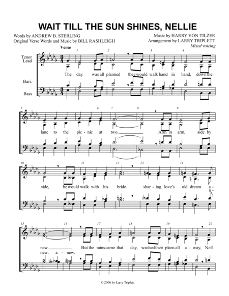 Wait Till the Sun Shines Nellie (arr. Larry Triplett)