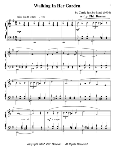 Walking In Her Garden - piano solo (arr. Phil Beaman)