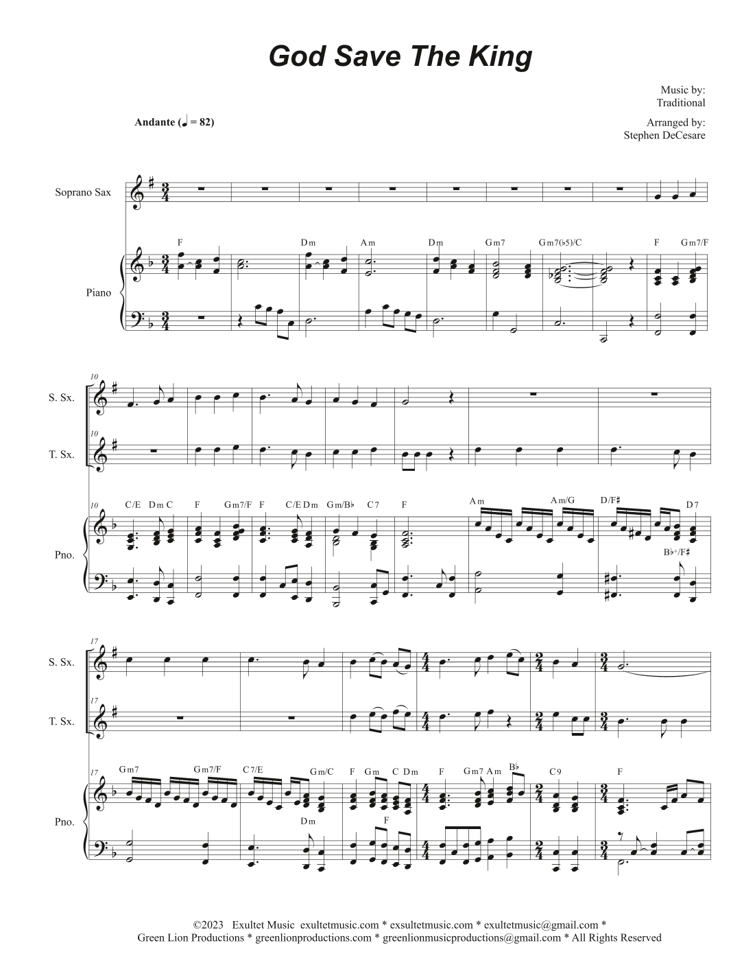 God Save The King (Duet for Soprano and Tenor Saxophone) (arr. Stephen DeCesare)