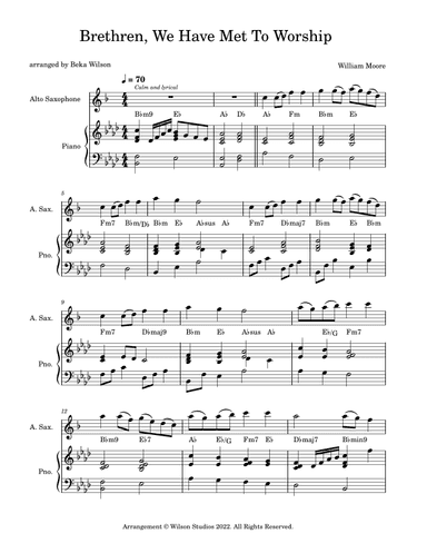 Brethren, We Have Met To Worship--alto sax solo (arr. Beka Wilson)