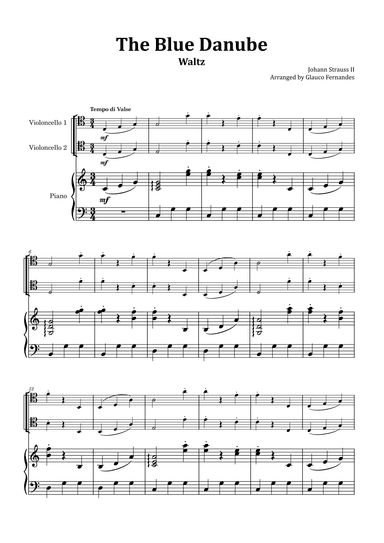 The Blue Danube - Cello Duet with Piano (arr. Glauco Fernandes)