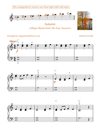 Autumn (From The Four Seasons) for EASY PIANO (arr. Gaili Schoen for UpperHandsPiano.com)