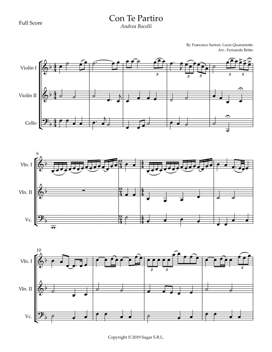 Con Te Partiro (time To Say Goodbye) (arr. Fernando Britto)