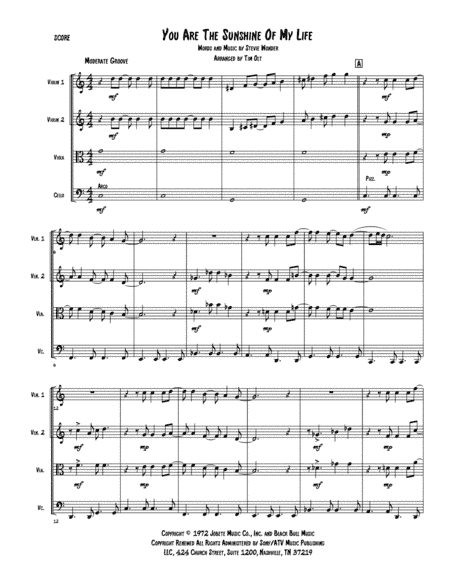You Are The Sunshine Of My Life (arr. Tim Olt)