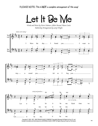 Let It Be Me (je T'appartiens) (arr. Larry Wright)