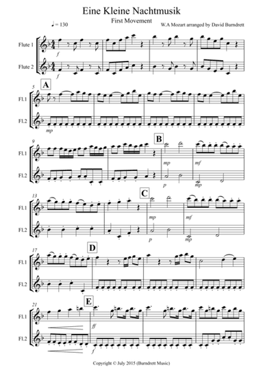 Eine Kleine Nachtmusik (1st movement) for Flute Duet (arr. David Burndrett)