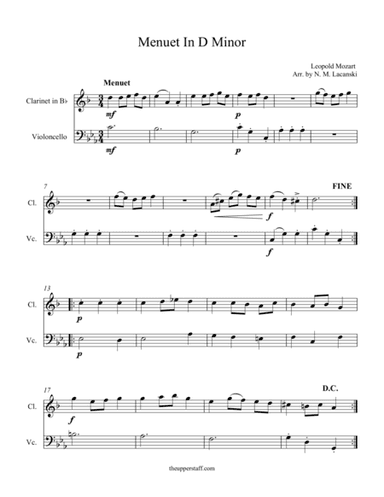 Menuet in D Minor (arr. Nick Lacanski)