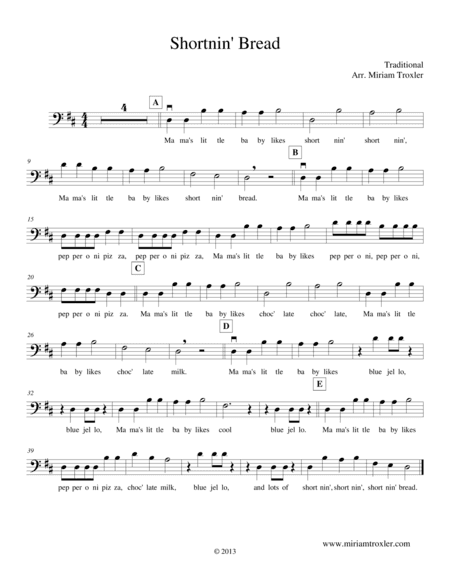 Shortnin' Bread (arr. Miriam Troxler)
