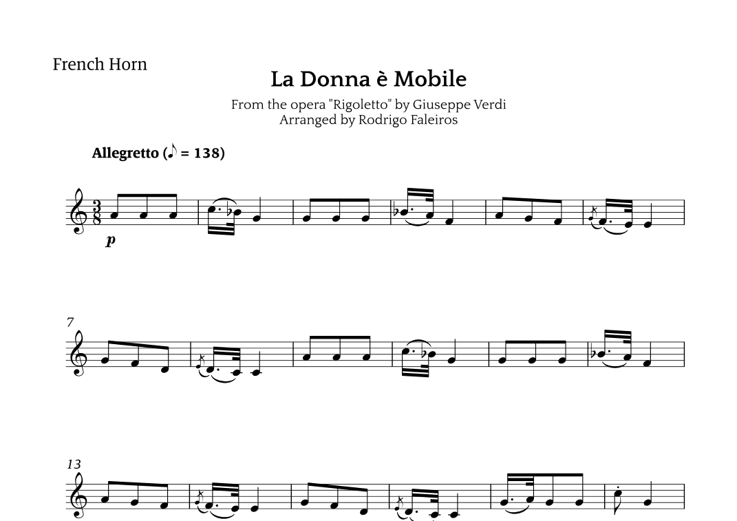 La Donna è Mobile (arr. Rodrigo Faleiros)