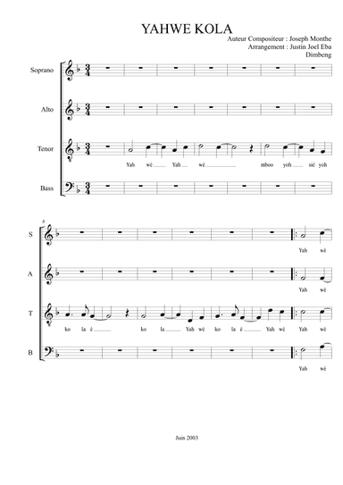 Yahwe Kola (arr. Justin Dimbeng)