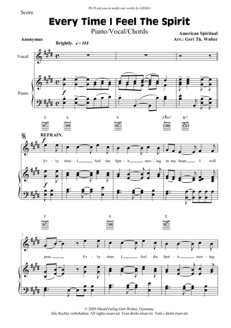 Every Time I Feel The Spirit (arr. Gert Th. Walter)