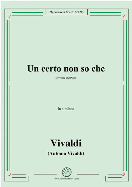 Vivaldi-Un certo non so che,in a minor,for Voice and Piano (arr. MSM)
