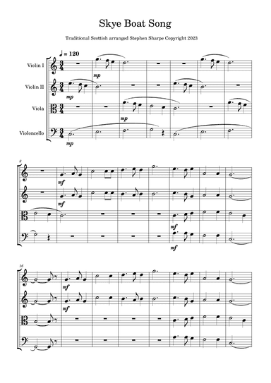 Skye Boat Song for String Quartet (arr. Stephen Sharpe)