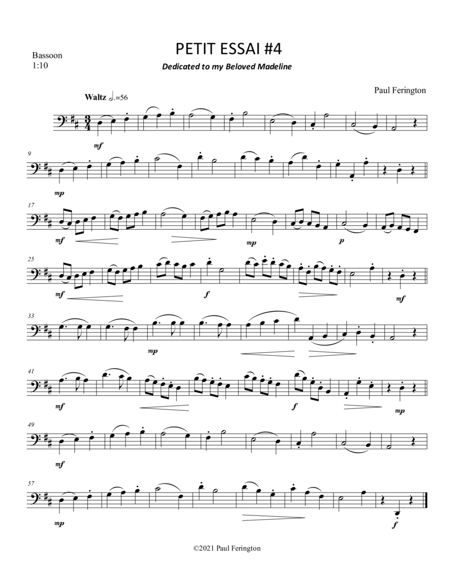 PETIT ESSAI #4 for Unaccompanied Bassoon