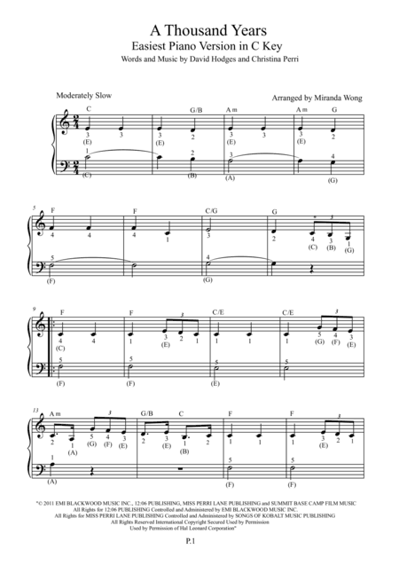 A Thousand Years (arr. Miranda Wong)