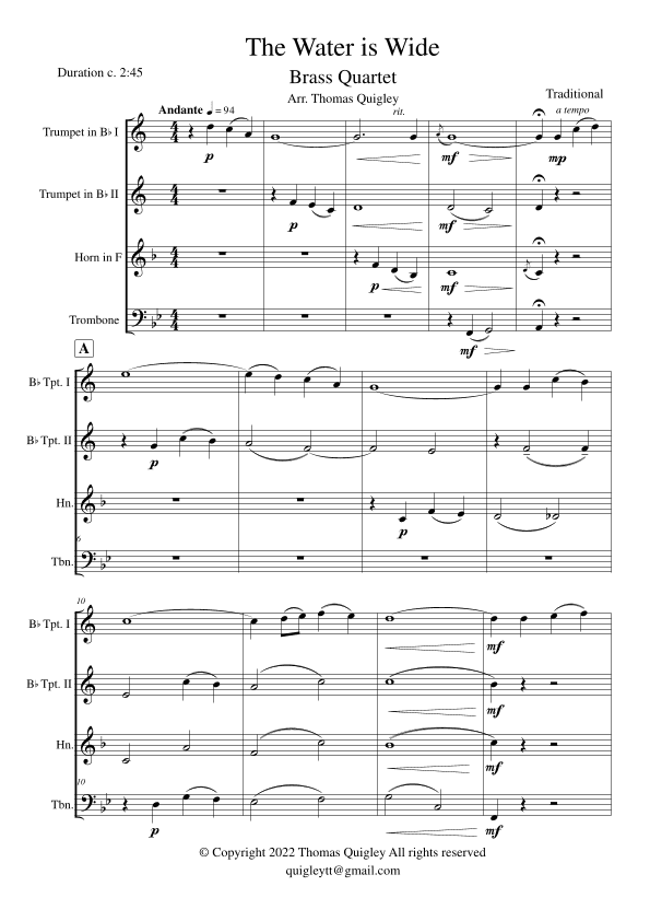The Water is Wide (arr. Thomas Quigley)