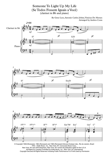 Someone To Light Up My Life (se Todos Fossem Iguais A Voce) (arr. Andrea Costa)