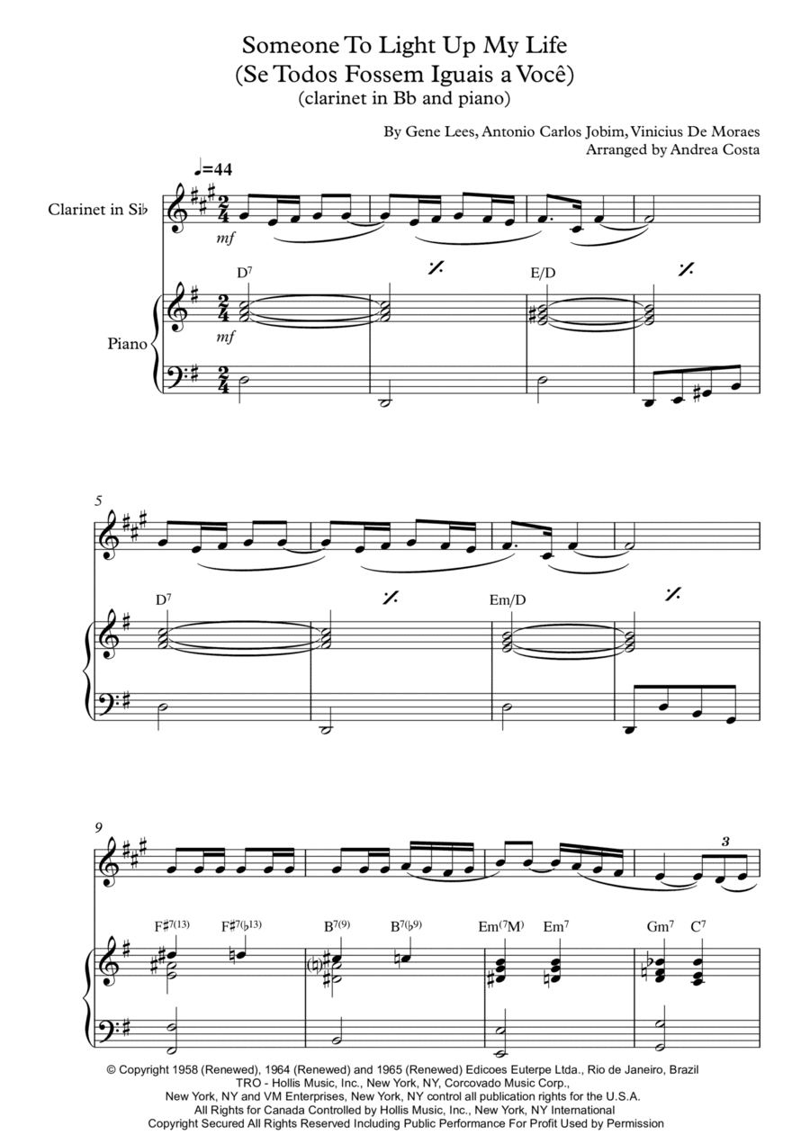 Someone To Light Up My Life (se Todos Fossem Iguais A Voce) (arr. Andrea Costa)