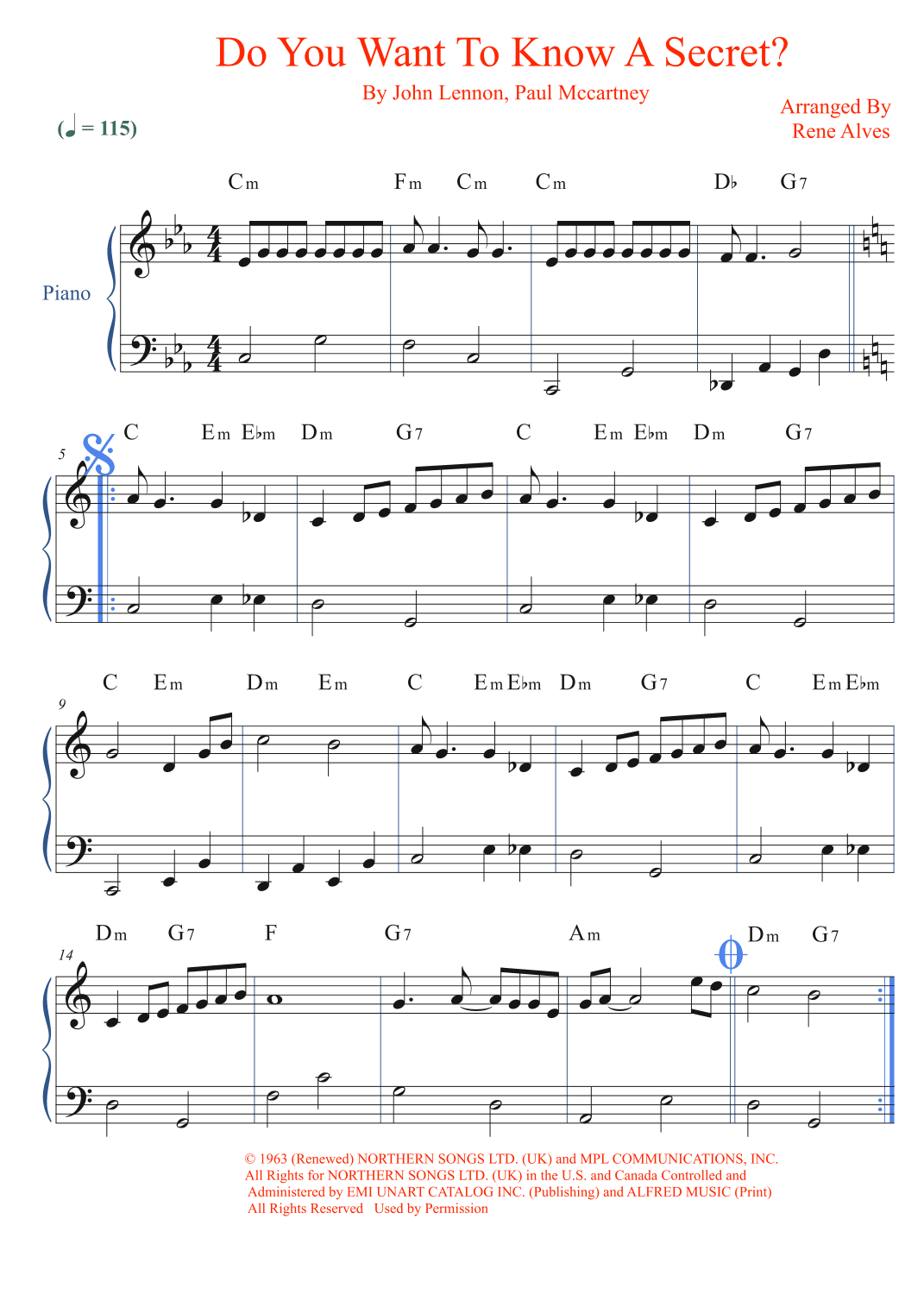 Do You Want To Know A Secret? (arr. Rene Alves)