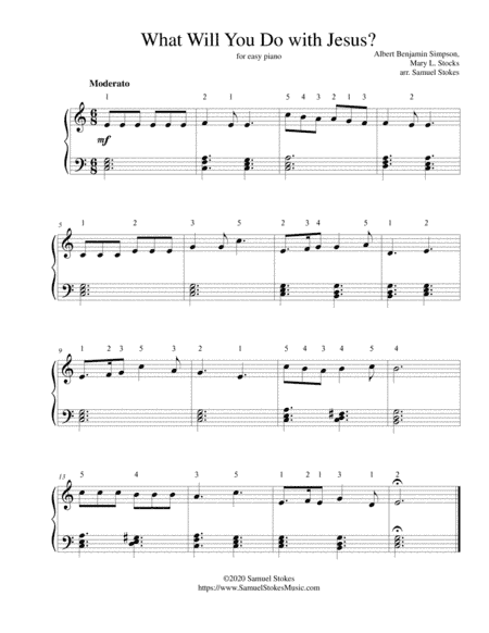 What Will You Do with Jesus? - for easy piano (arr. Samuel Stokes)