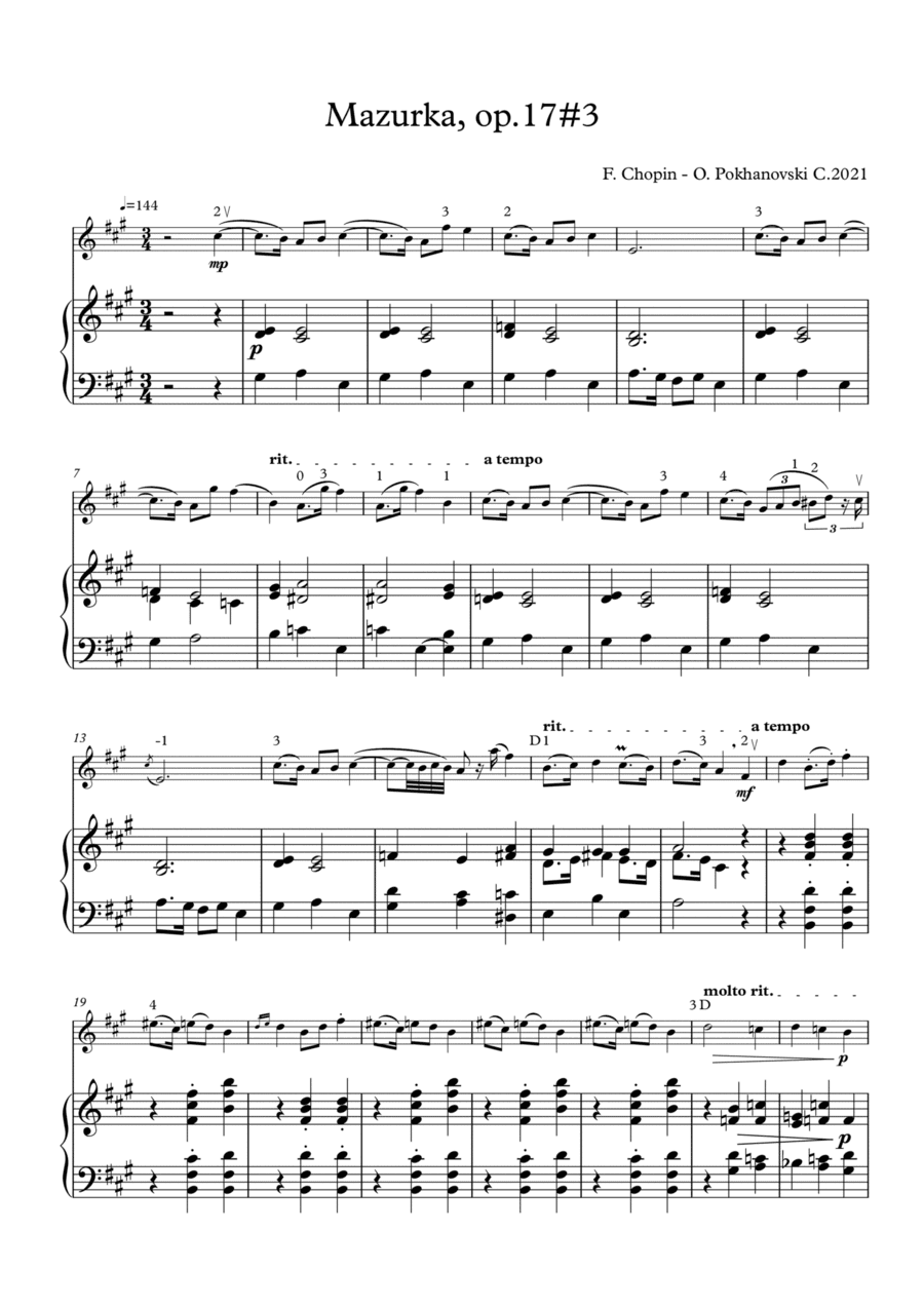 Chopin-Pokhanovski Mazurka for violin and piano (arr. Oleg Pokhanovski)
